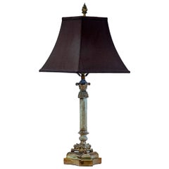 Lampada a candeliere in vetro dipinto e ottone