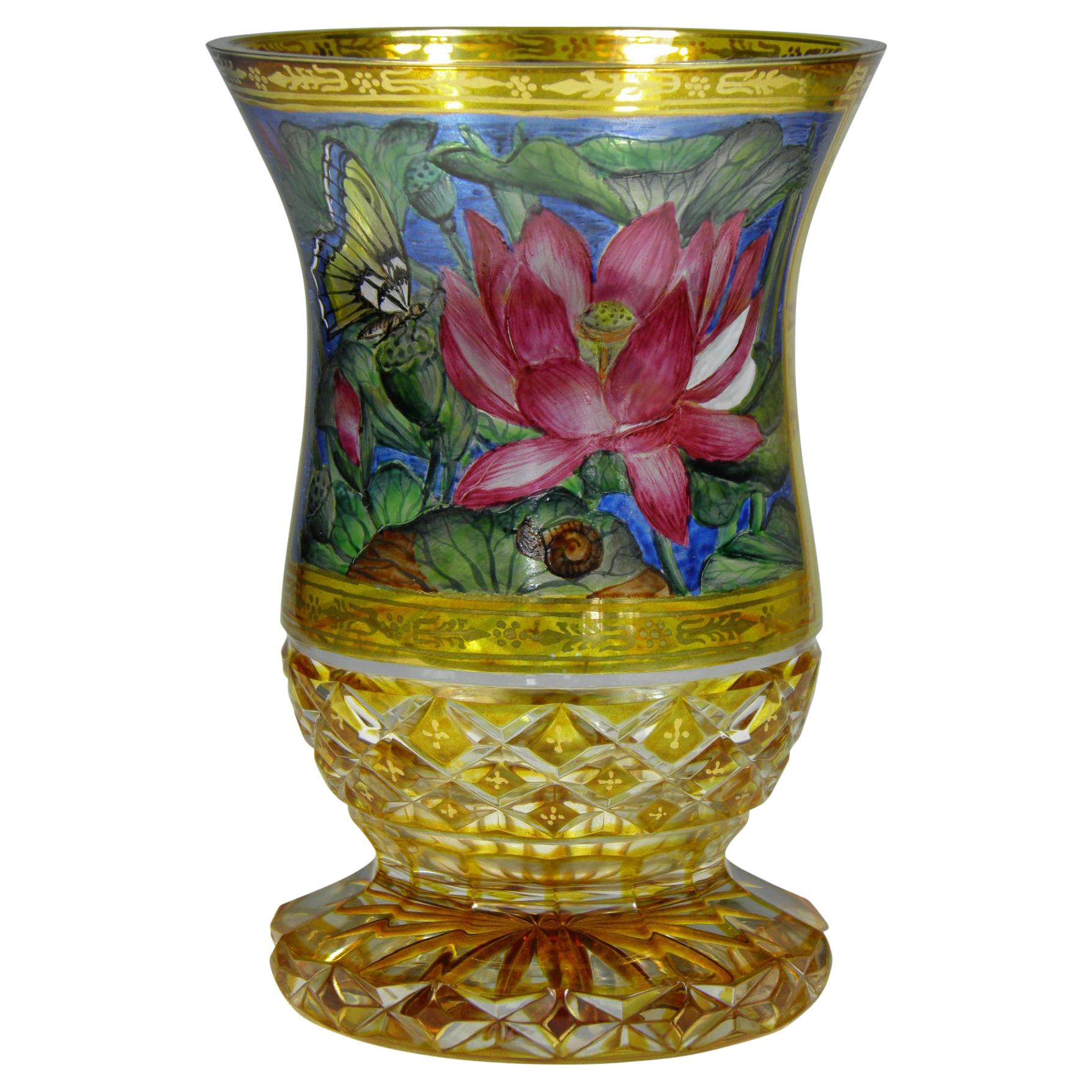 Bohemian Goblet in the Style of 19th Century Glass Yellow Lazure