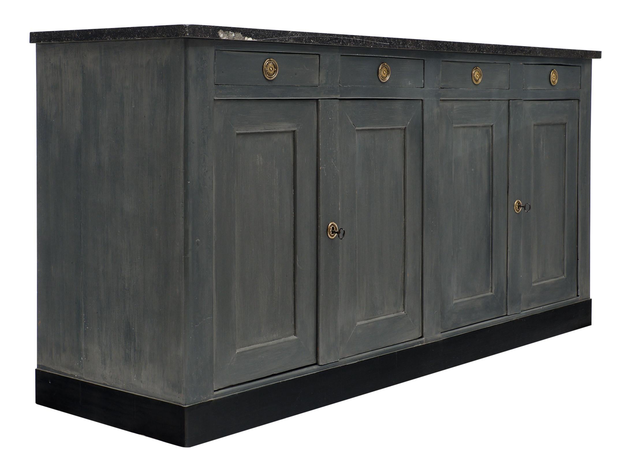 Hand-Painted Painted Gray French Provincial Buffet