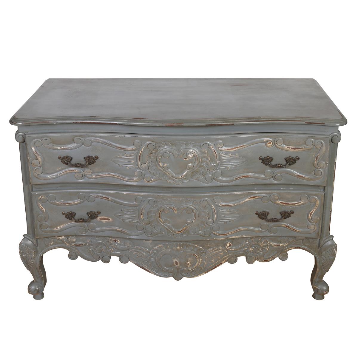 Dipinto a mano Commode provinciale francese dipinta di grigio in vendita