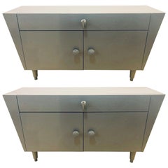 Painted Gray Mid-Century Modern Cabinets Chests, Nightstands or Commodes a Pair