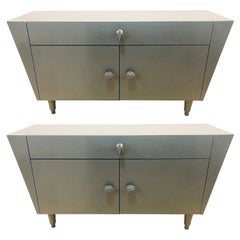Painted Gray Mid-Century Modern Cabinets Chests, Nightstands or Commodes a Pair