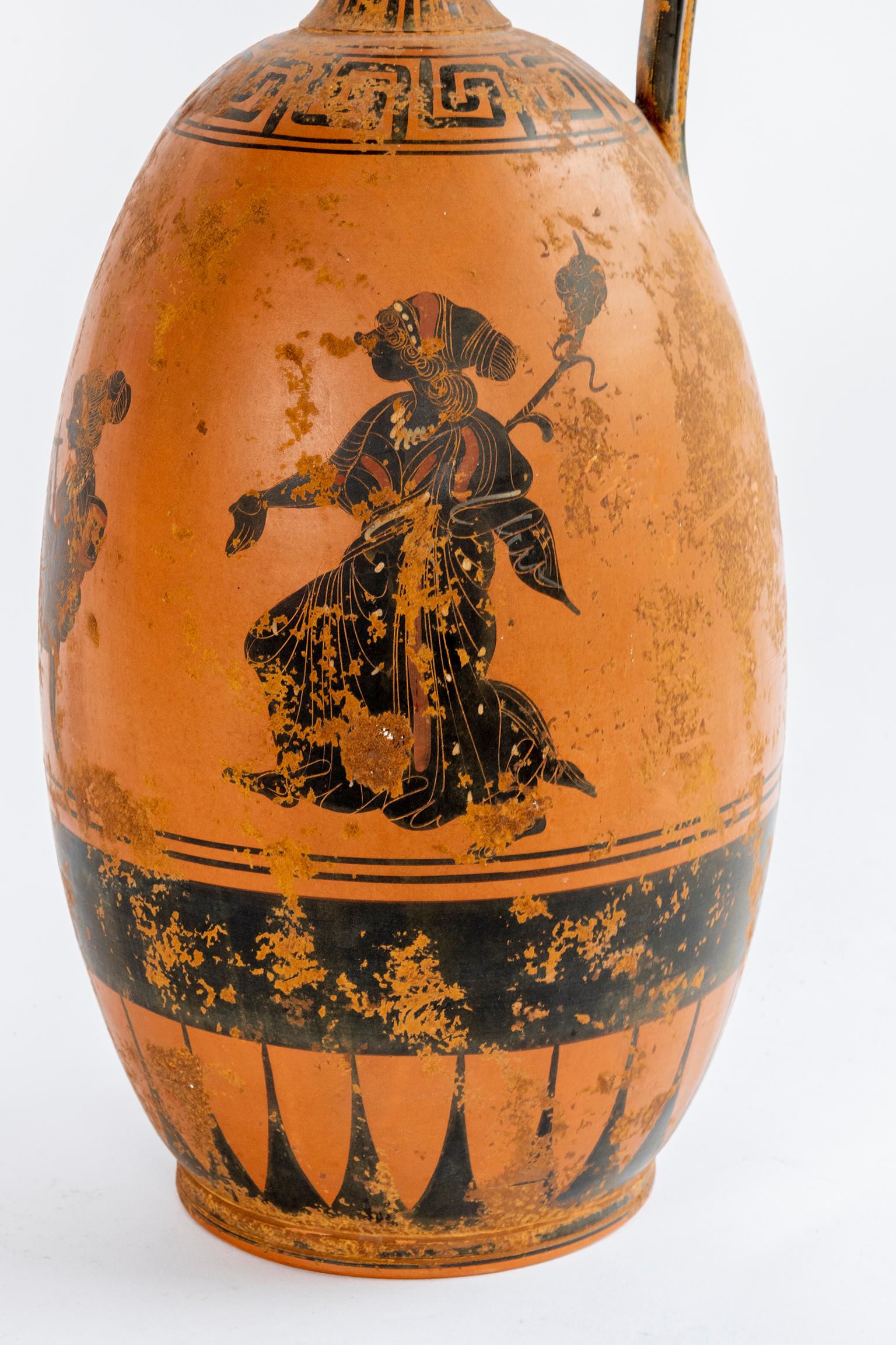 Painted Greek Vessel with a Single Handle In Good Condition In Washington, DC