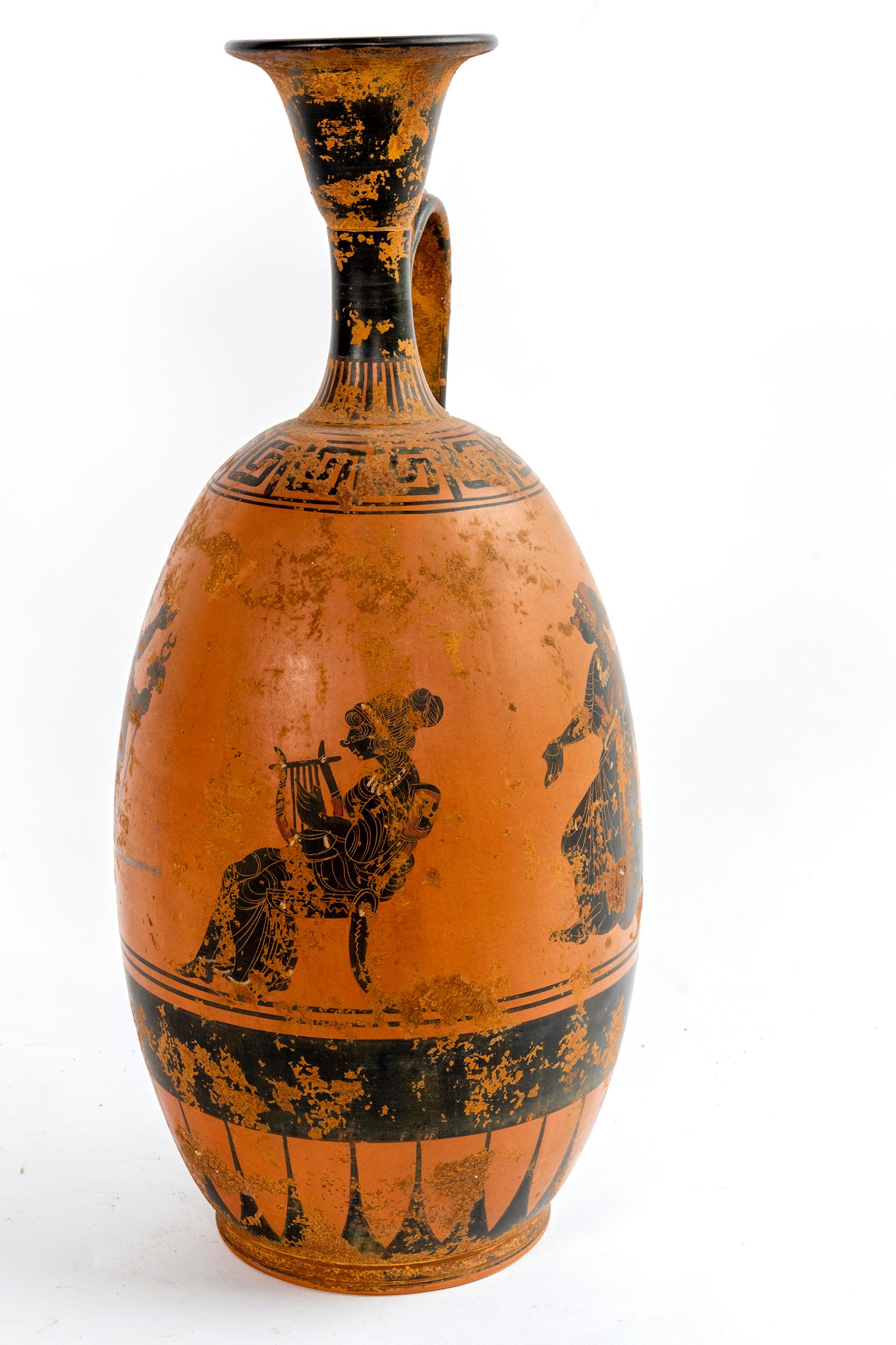 19th Century Painted Greek Vessel with a Single Handle