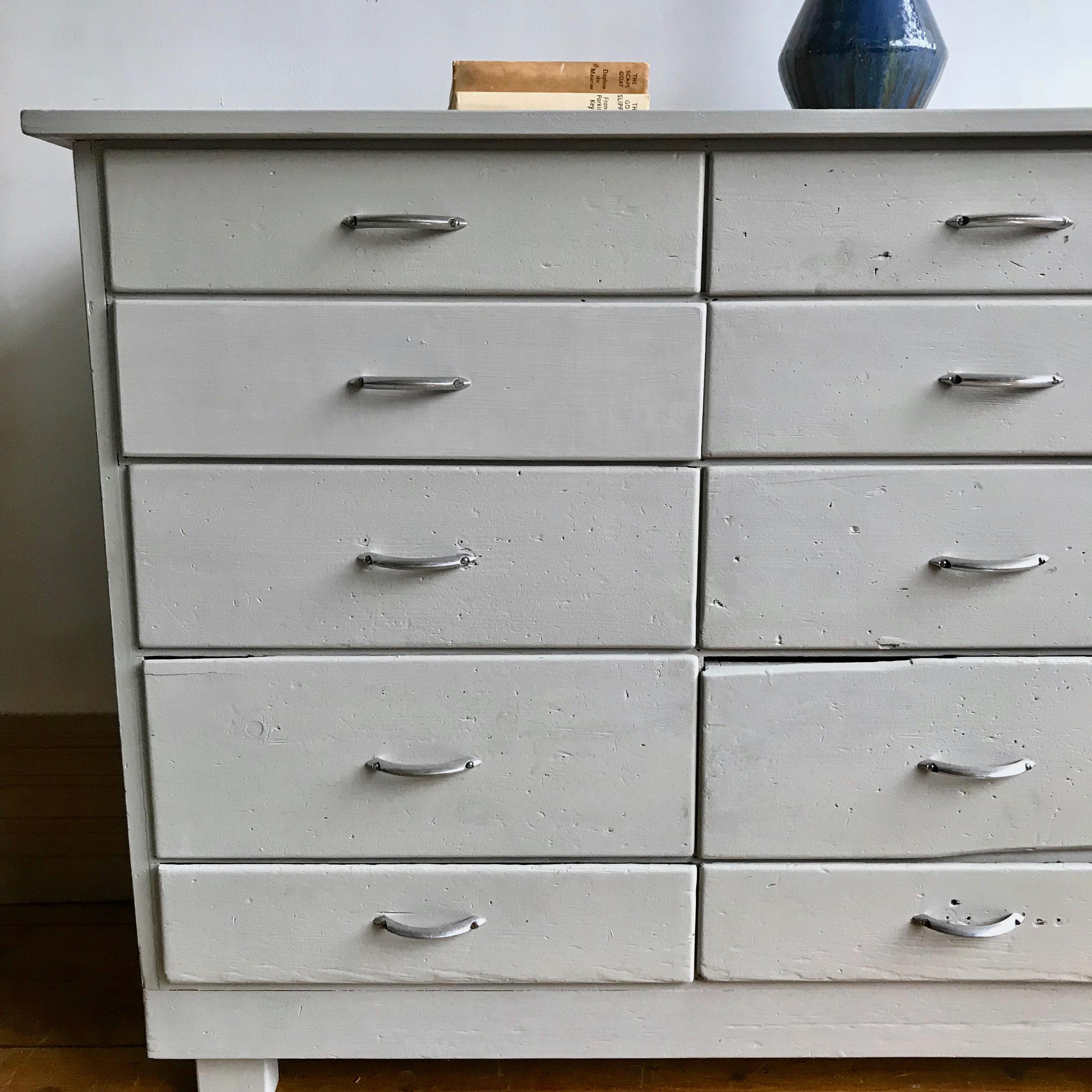 British Painted Grey Chest of Drawers For Sale
