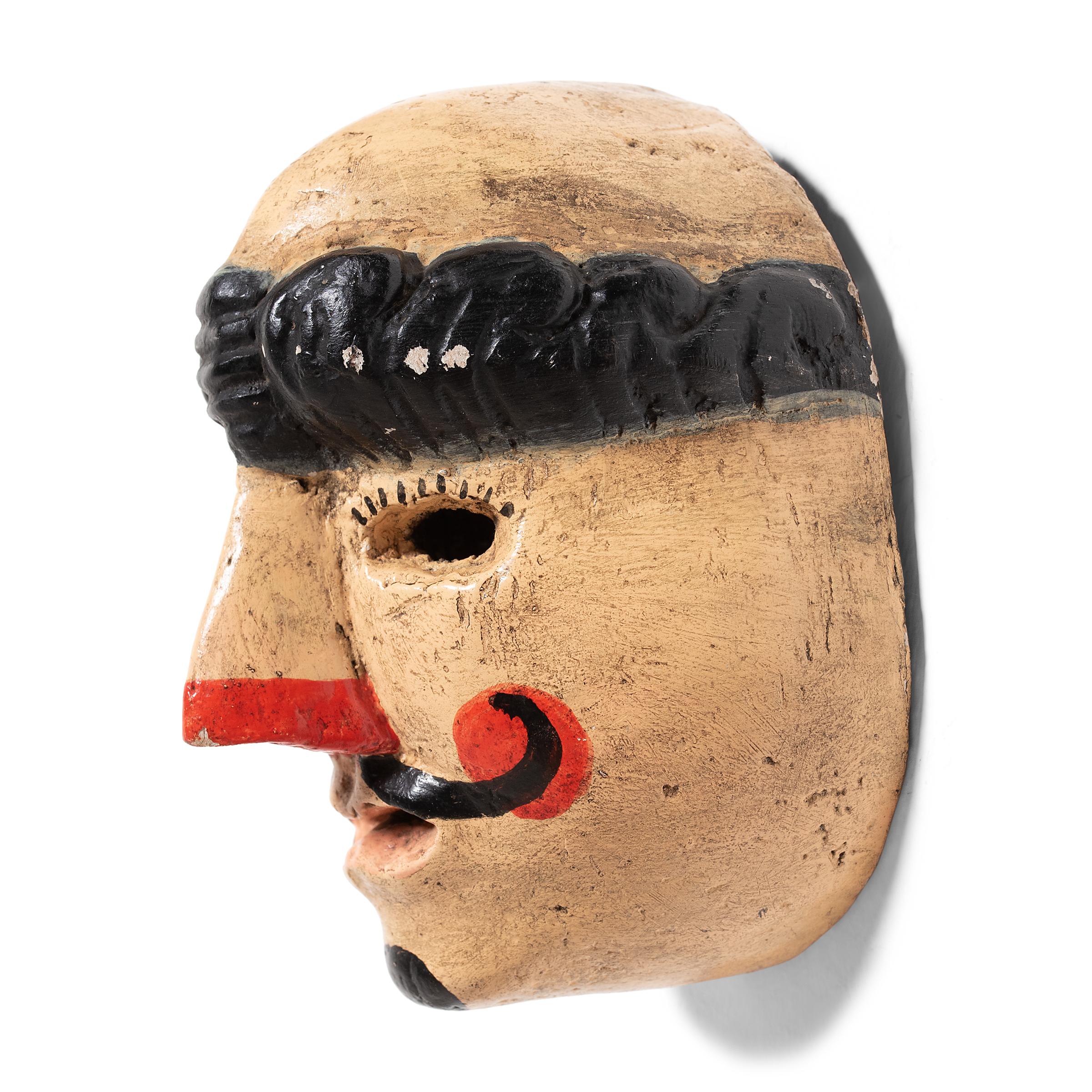 Painted Guatemalan Patrón Face Mask In Good Condition For Sale In Chicago, IL