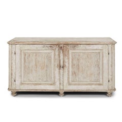 Painted Gustavian Buffet with Reeded-Paneled Doors