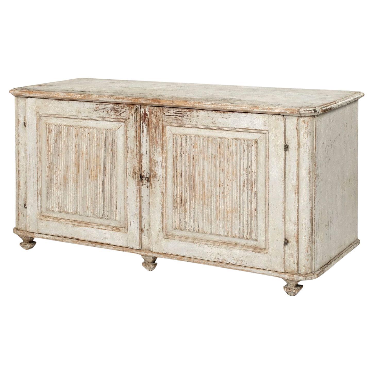 Painted Gustavian Buffet with Reeded-Paneled Doors For Sale