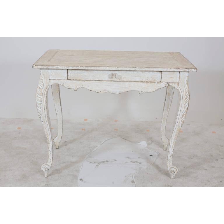 Painted Gustavian Table with a Single Drawer For Sale 3