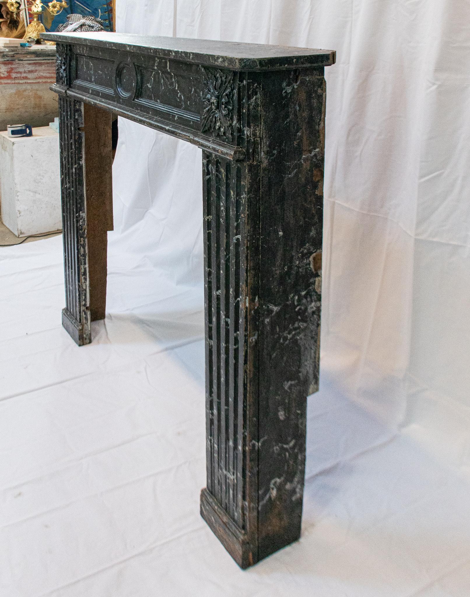 Painted Hand Carved Louis XVI Style Mantle 4