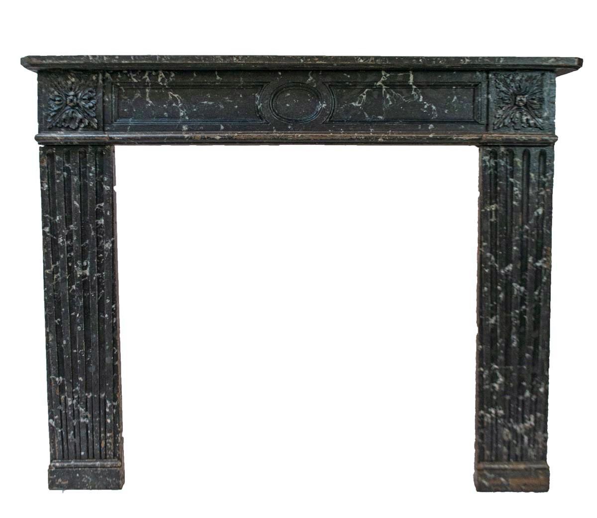 French Painted Hand Carved Louis XVI Style Mantle