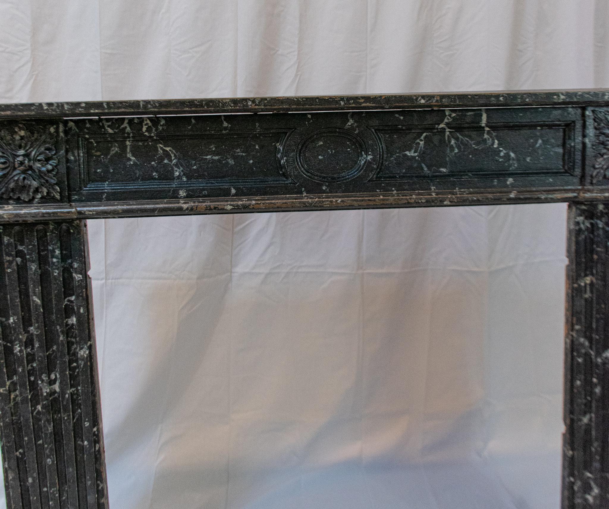 19th Century Painted Hand Carved Louis XVI Style Mantle