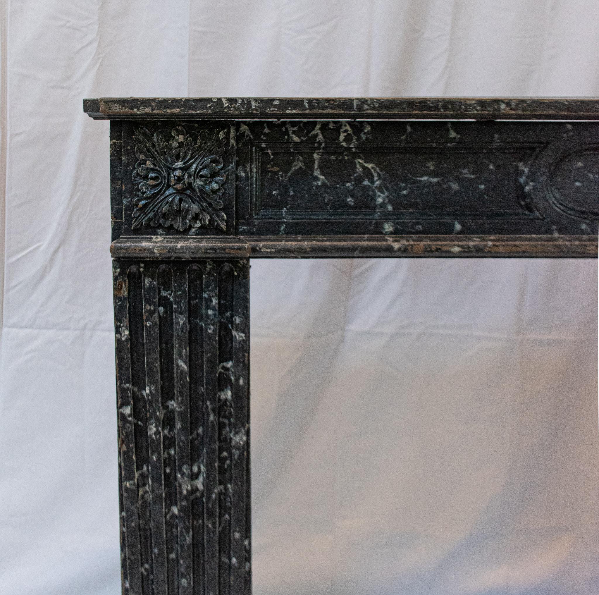 Painted Hand Carved Louis XVI Style Mantle 1