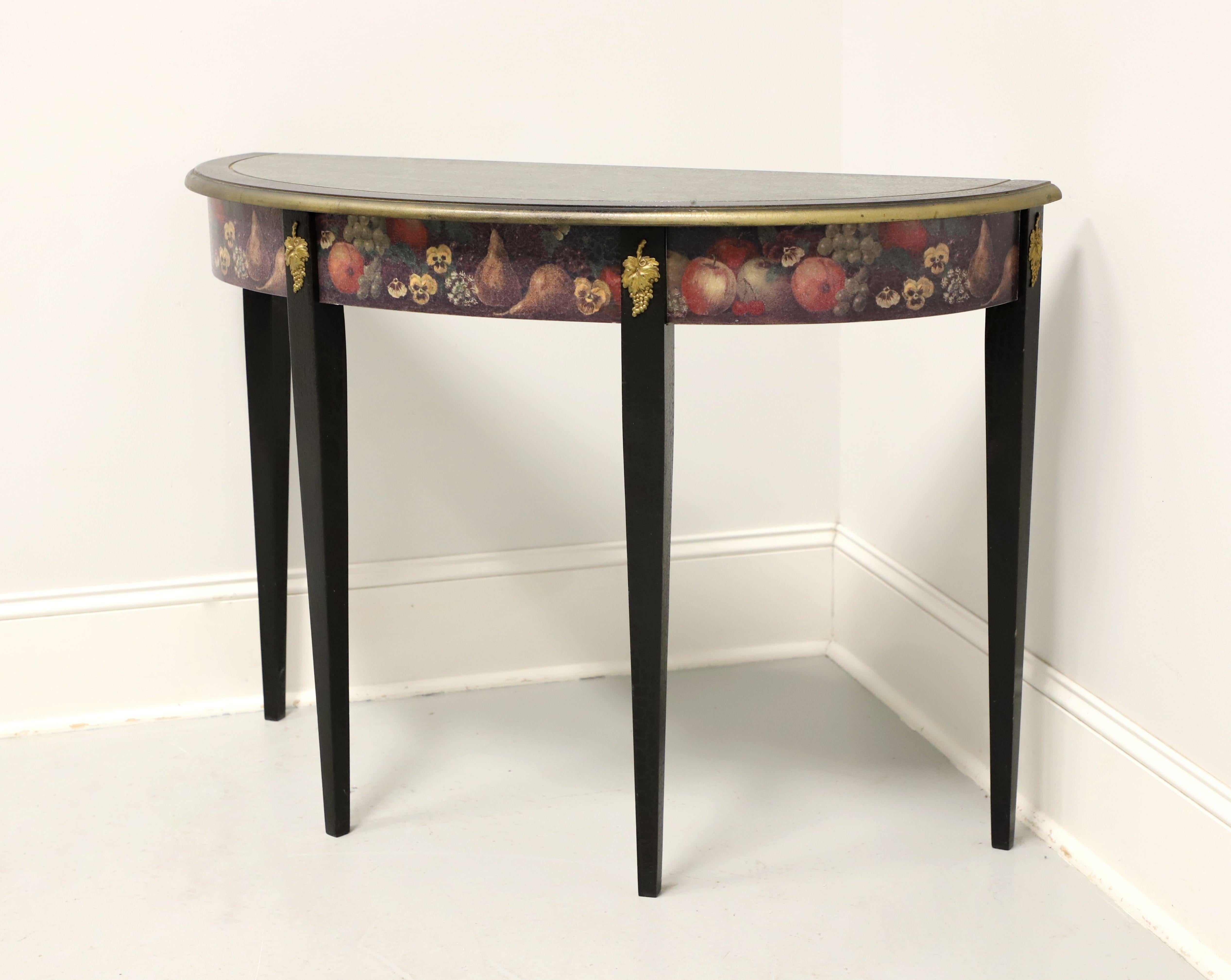 Philippine Painted Hepplewhite Style Fruit Motif Demilune Console Table For Sale