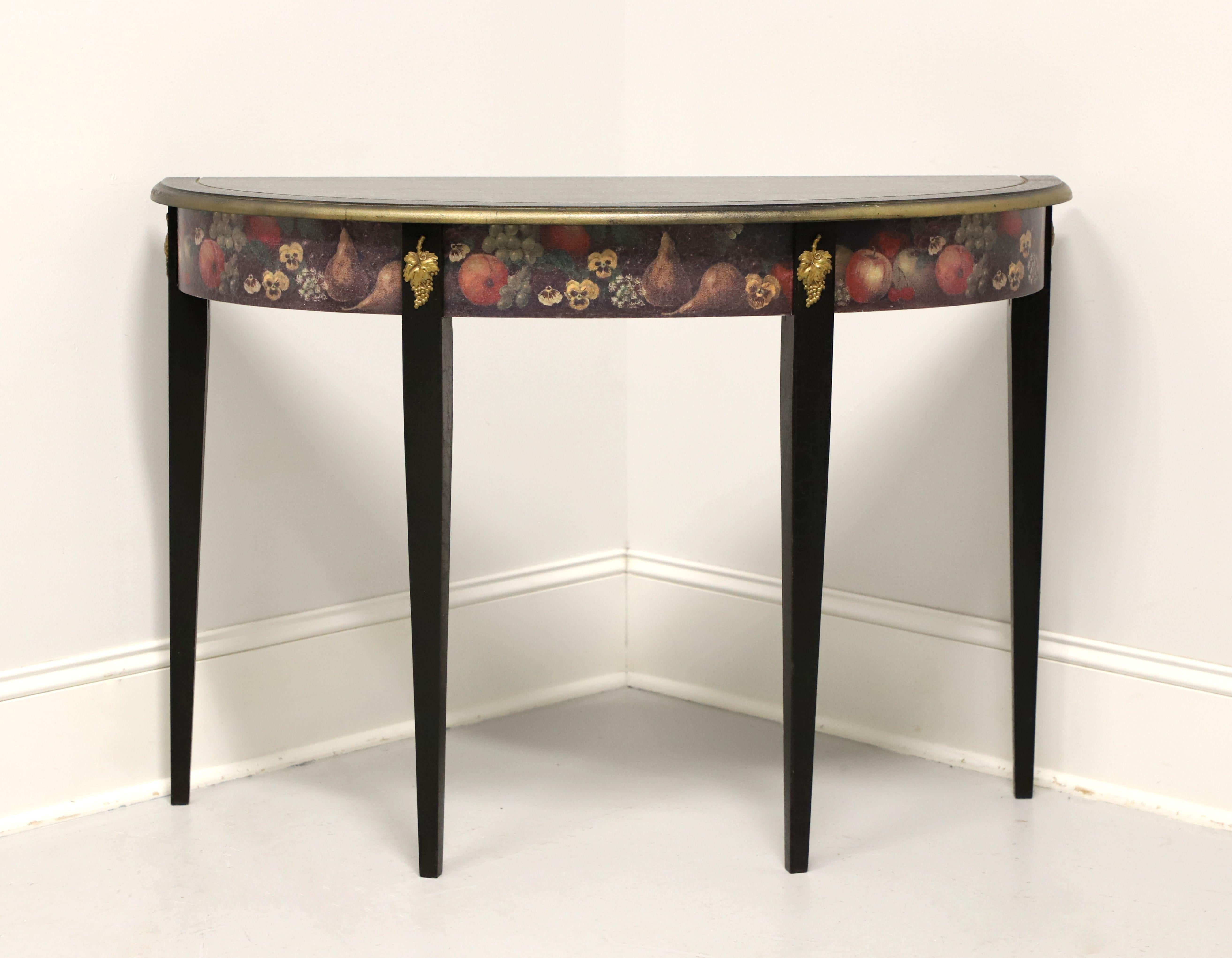 Painted Hepplewhite Style Fruit Motif Demilune Console Table For Sale 2