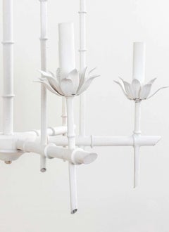 Painted Hollywood Regency Faux Bamboo Chandelier