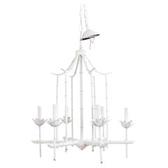 Painted Hollywood Regency Faux Bamboo Chandelier