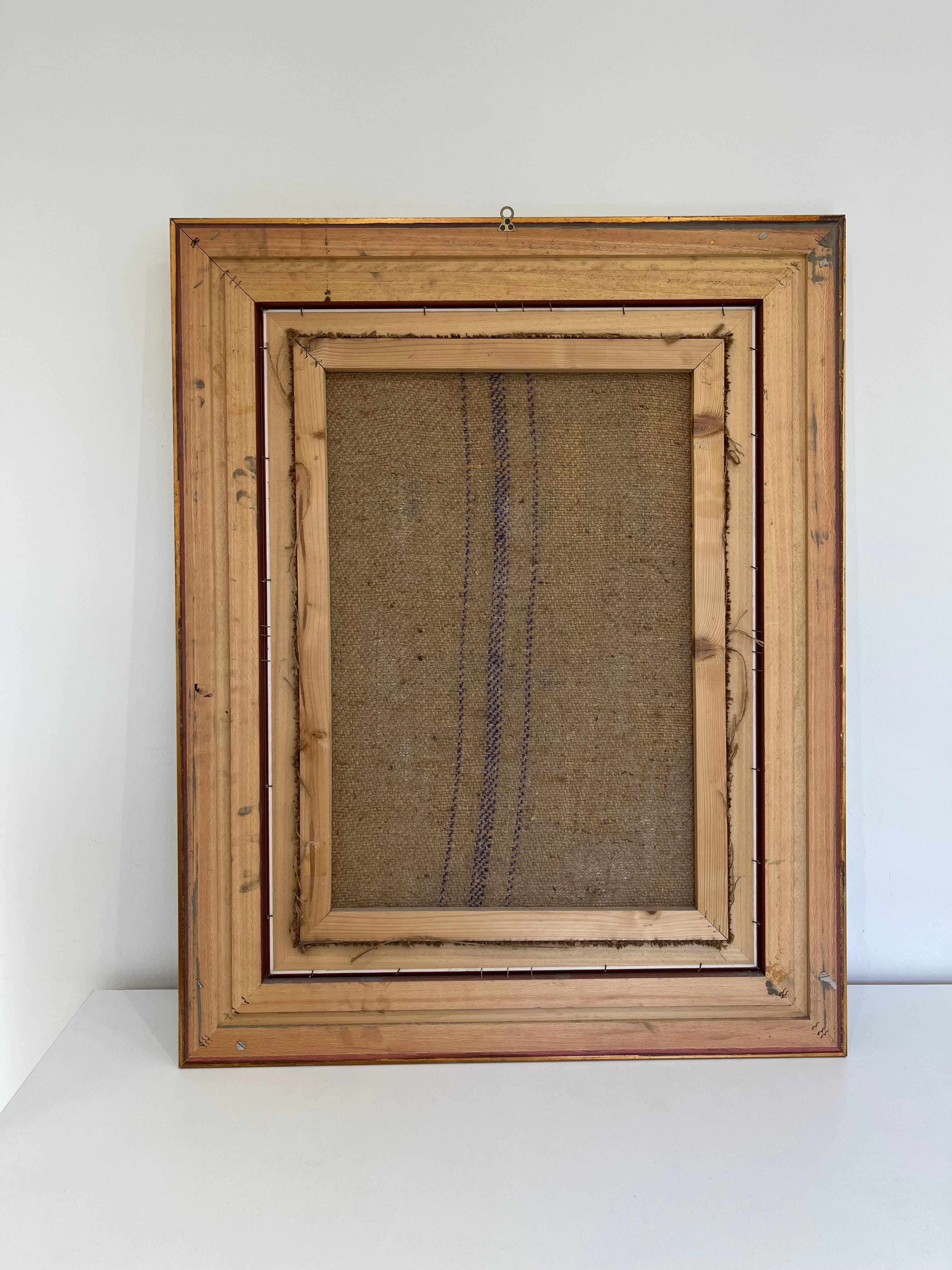 Painted Icon Depicting Notre Dame Du Perpétuel Secours Oil On Jute anvas, 1960s In Good Condition For Sale In Palermo, IT