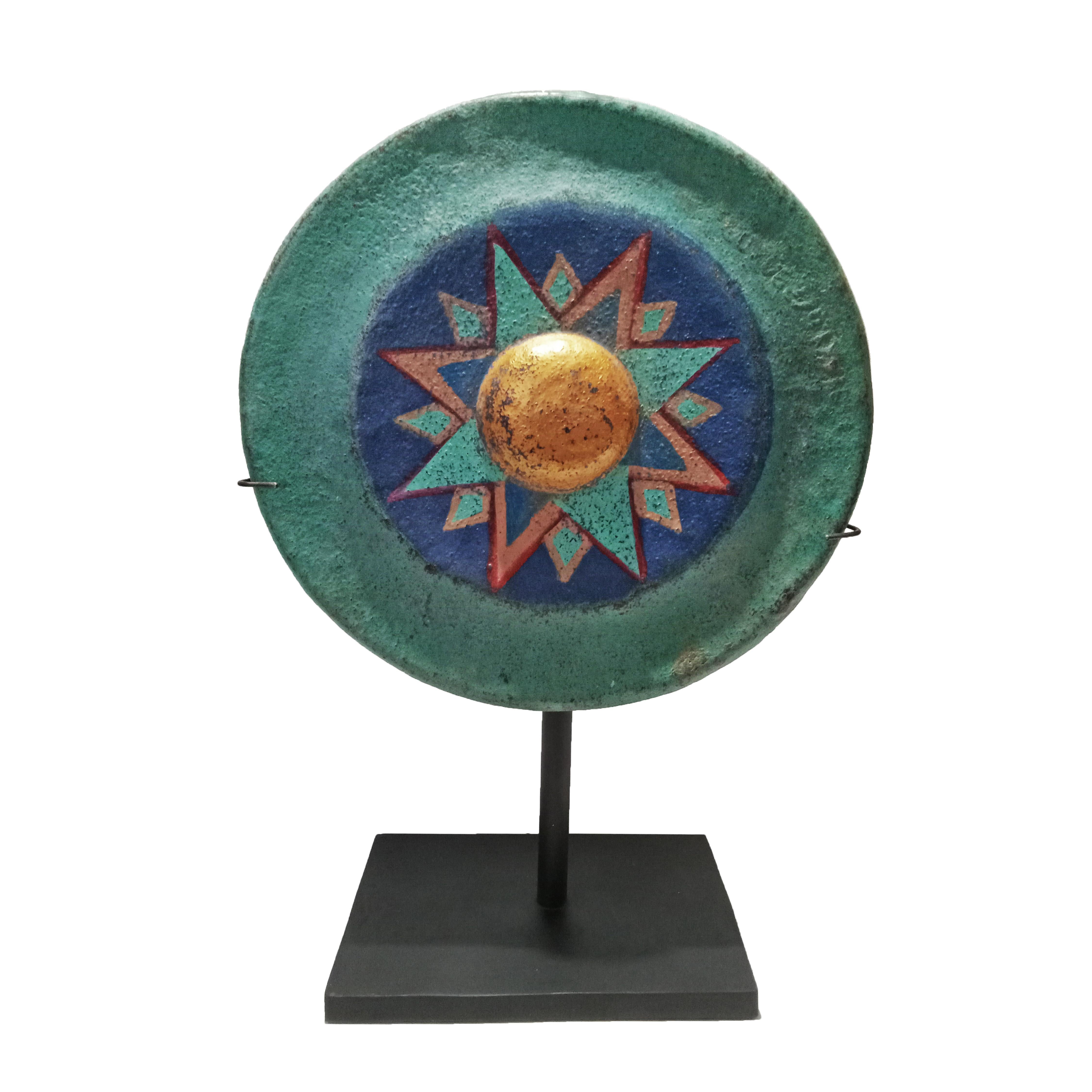 Painted Indonesian Gong on Stand, mid-20th Century For Sale 5