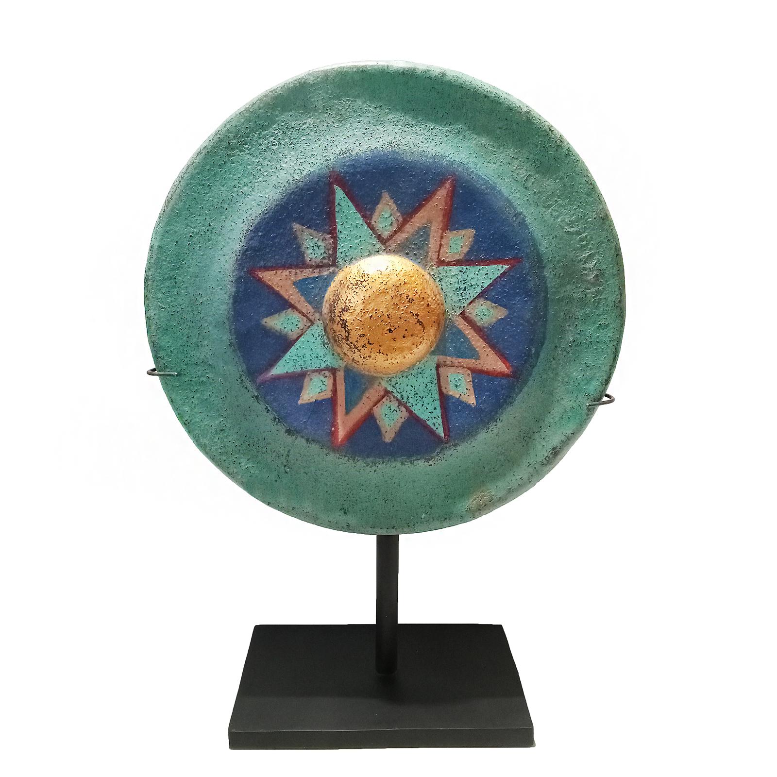 Other Painted Indonesian Gong on Stand, mid-20th Century For Sale