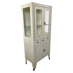 Painted Industrial Metal & glass Cabinet , c1950s...medical / architectural