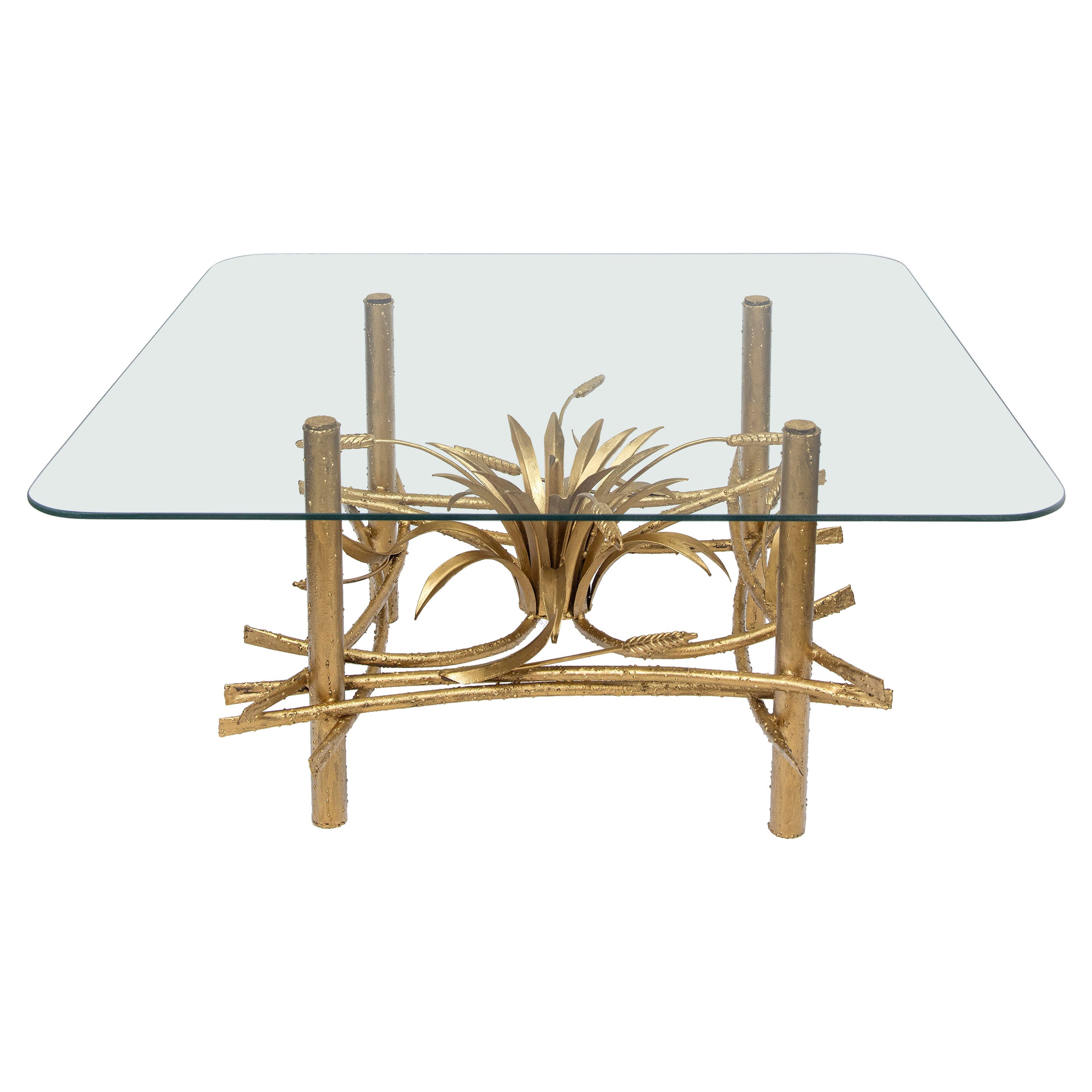 Mesa baja de hierro pintado y cristal de Curtis Jere, Estados Unidos, hacia 1960 en venta