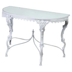 Table Demi Lune en fer peint