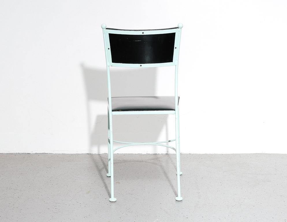 Enamel Painted Iron + Patent Leather Dining Chairs