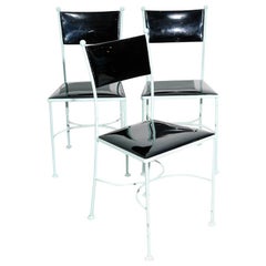 Painted Iron + Patent Leather Dining Chairs