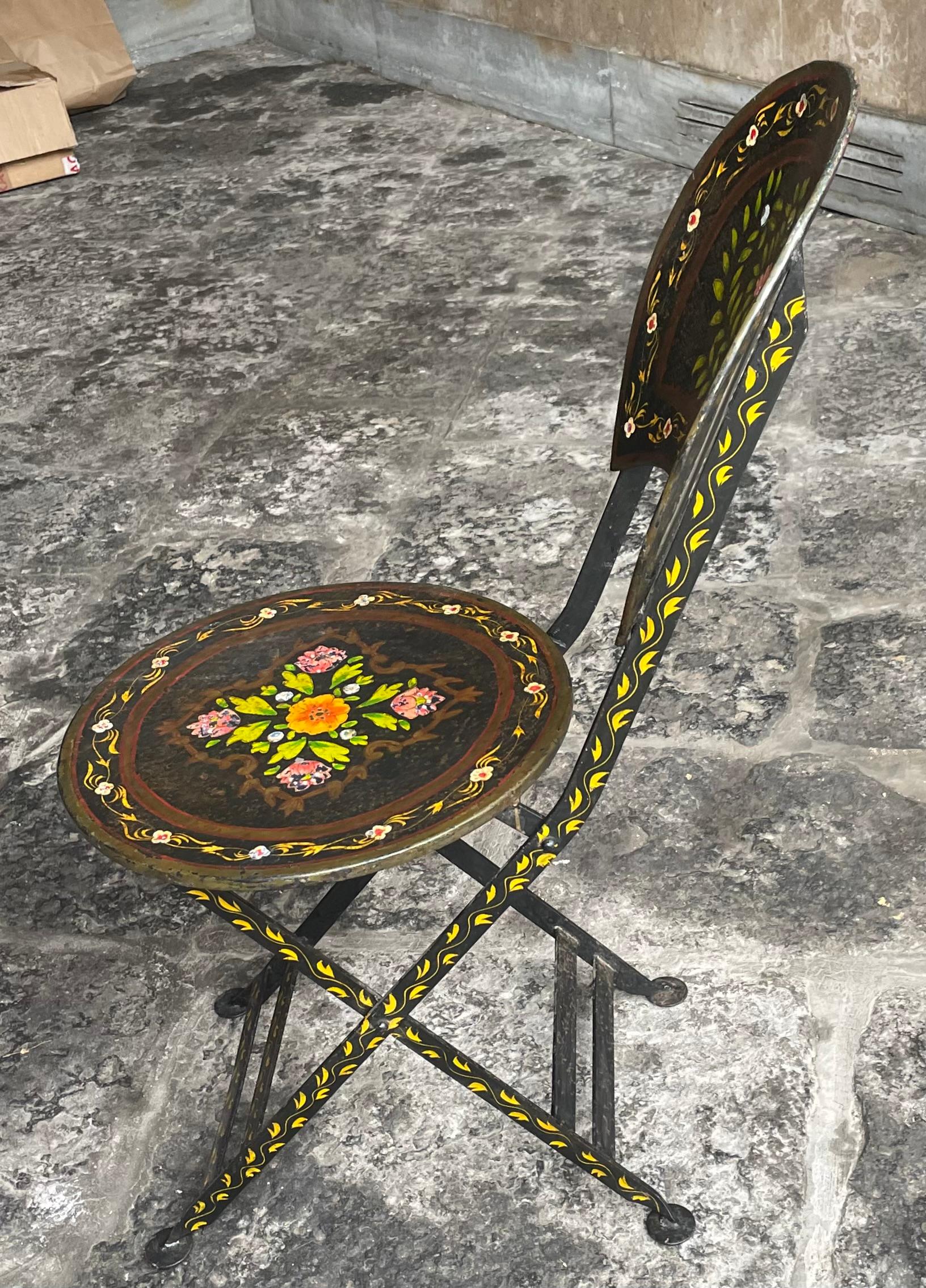 Italian Painted Iron Tyrolian Chair For Sale