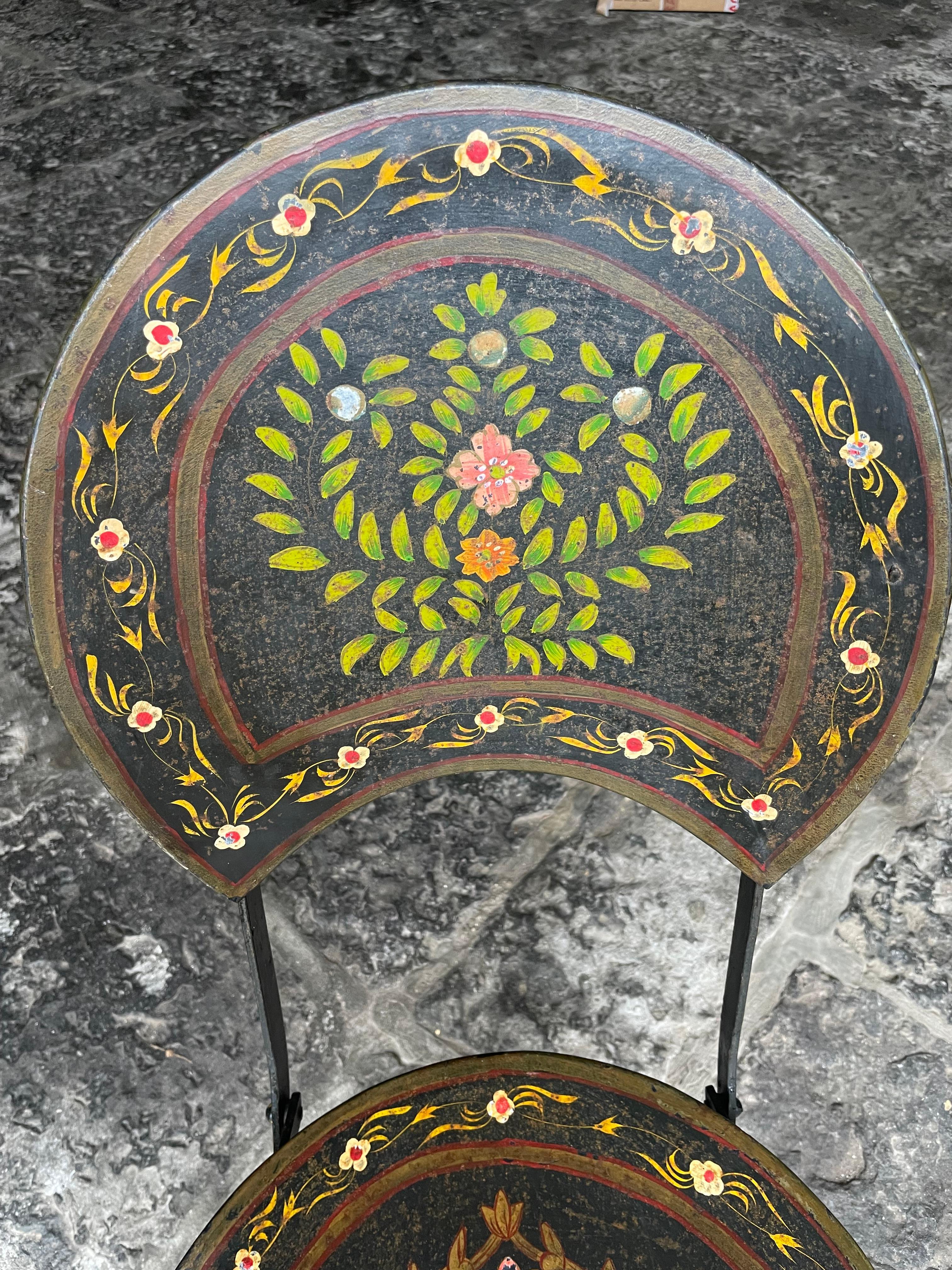 Hand-Painted Painted Iron Tyrolian Chair For Sale