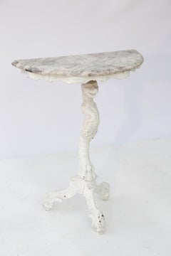 Painted Italian, 19th Century, Figural-carved Demilune Console Table