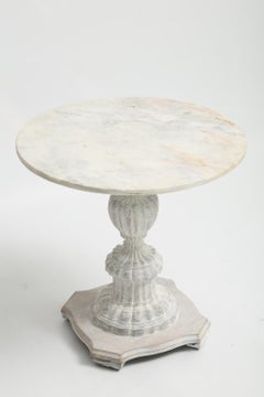 Painted Italian Accent Table with Round Marble Top