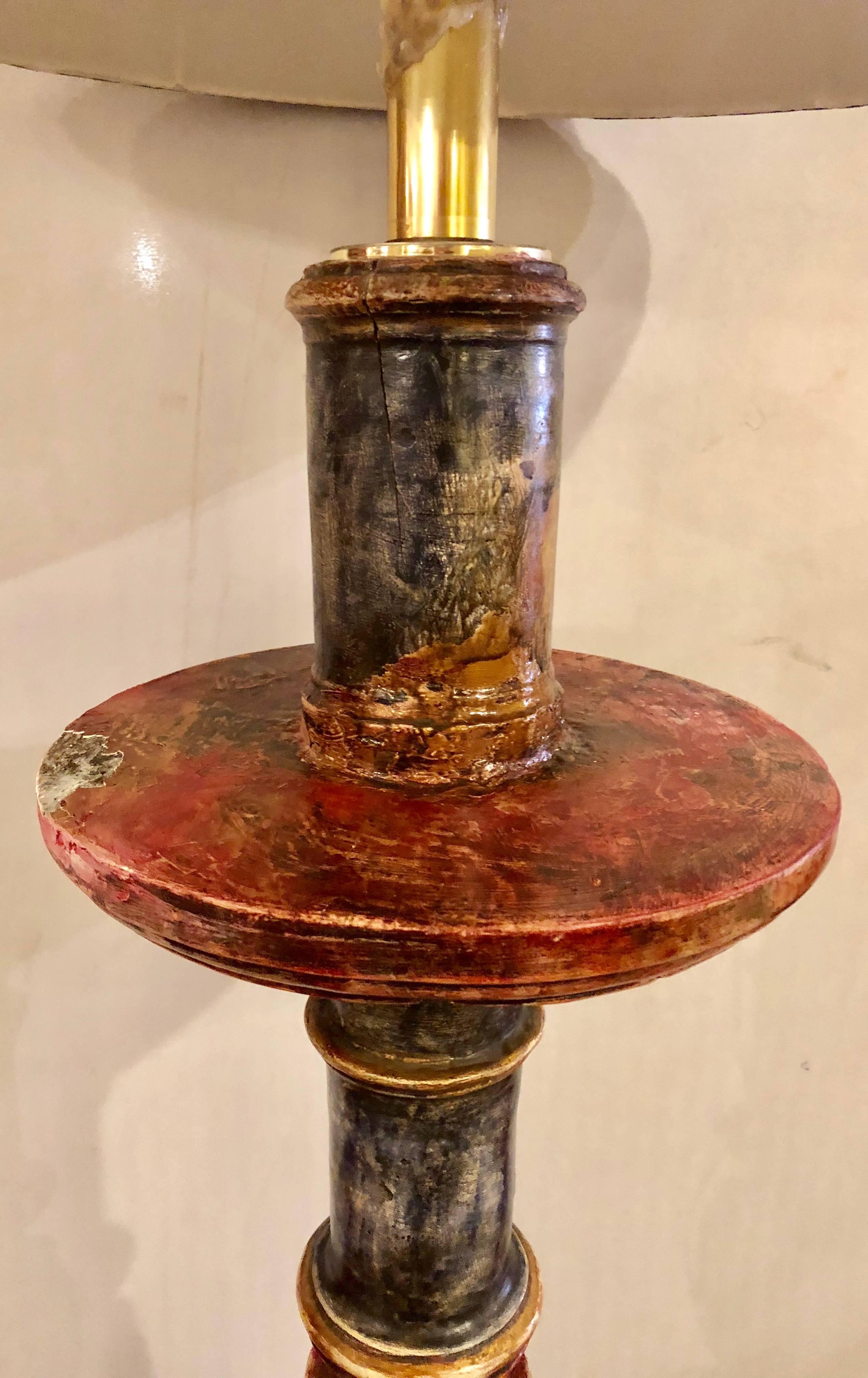 Painted Italian Continental Candle Prick Standing Lamp, 18th-19th Century 5