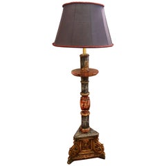 Lámpara de pie pintada de estilo continental italiano, S. XVIII-XIX
