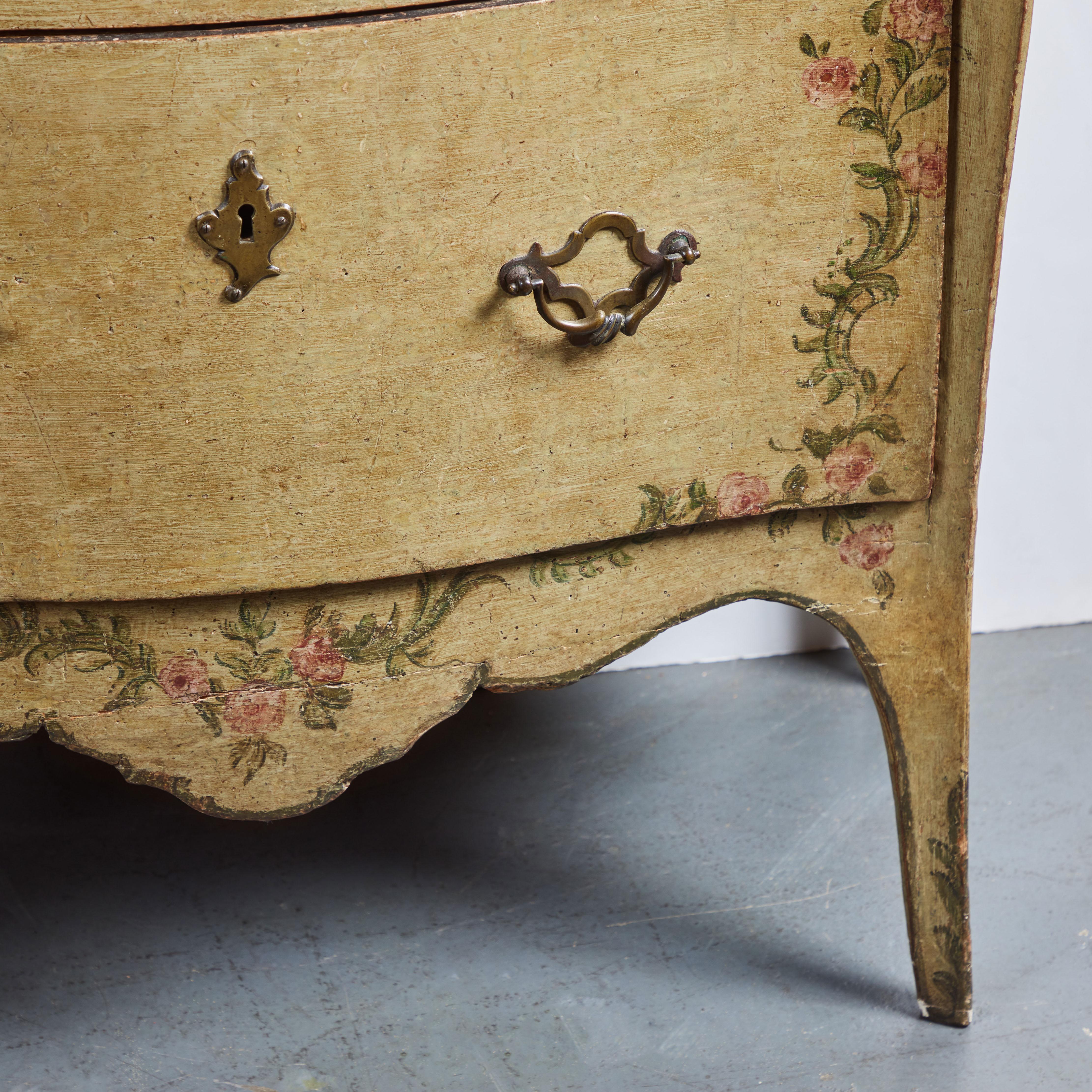 Bronze Painted Italian Marble Top Commode For Sale