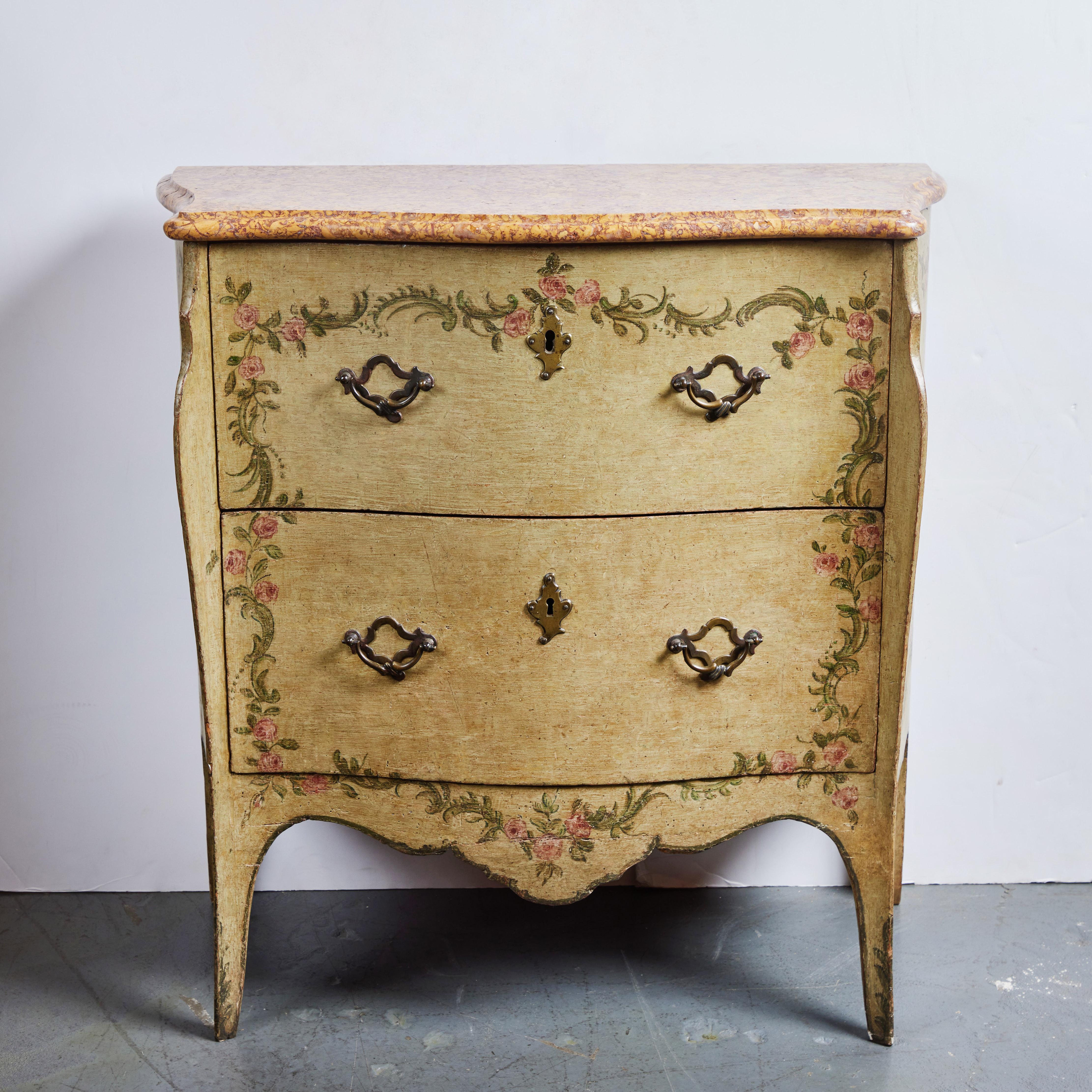 Painted Italian Marble Top Commode For Sale 2