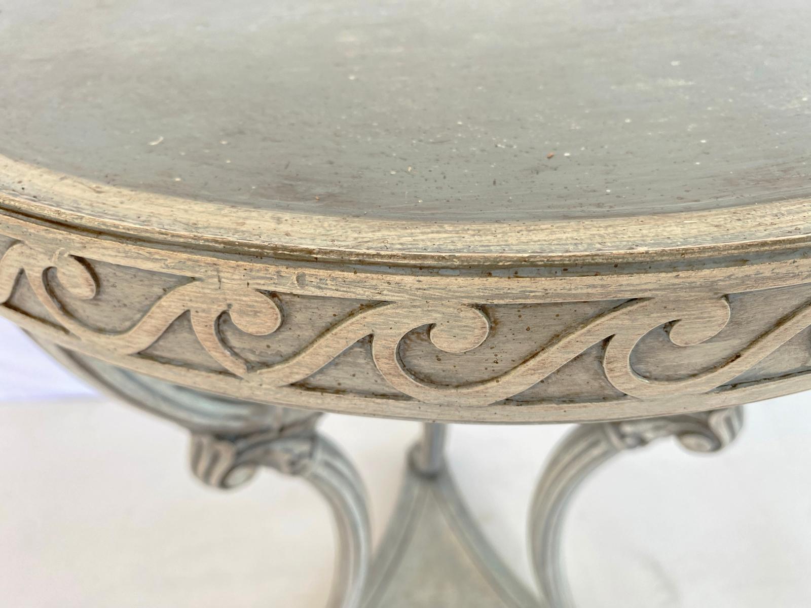 Carved Painted Italian Occasional Table with Wave-scroll Apron For Sale