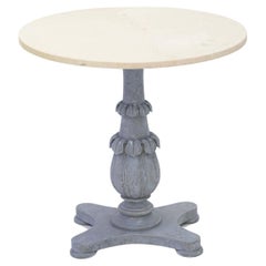 Painted Italian Pedestal Table with Round Travertine Top