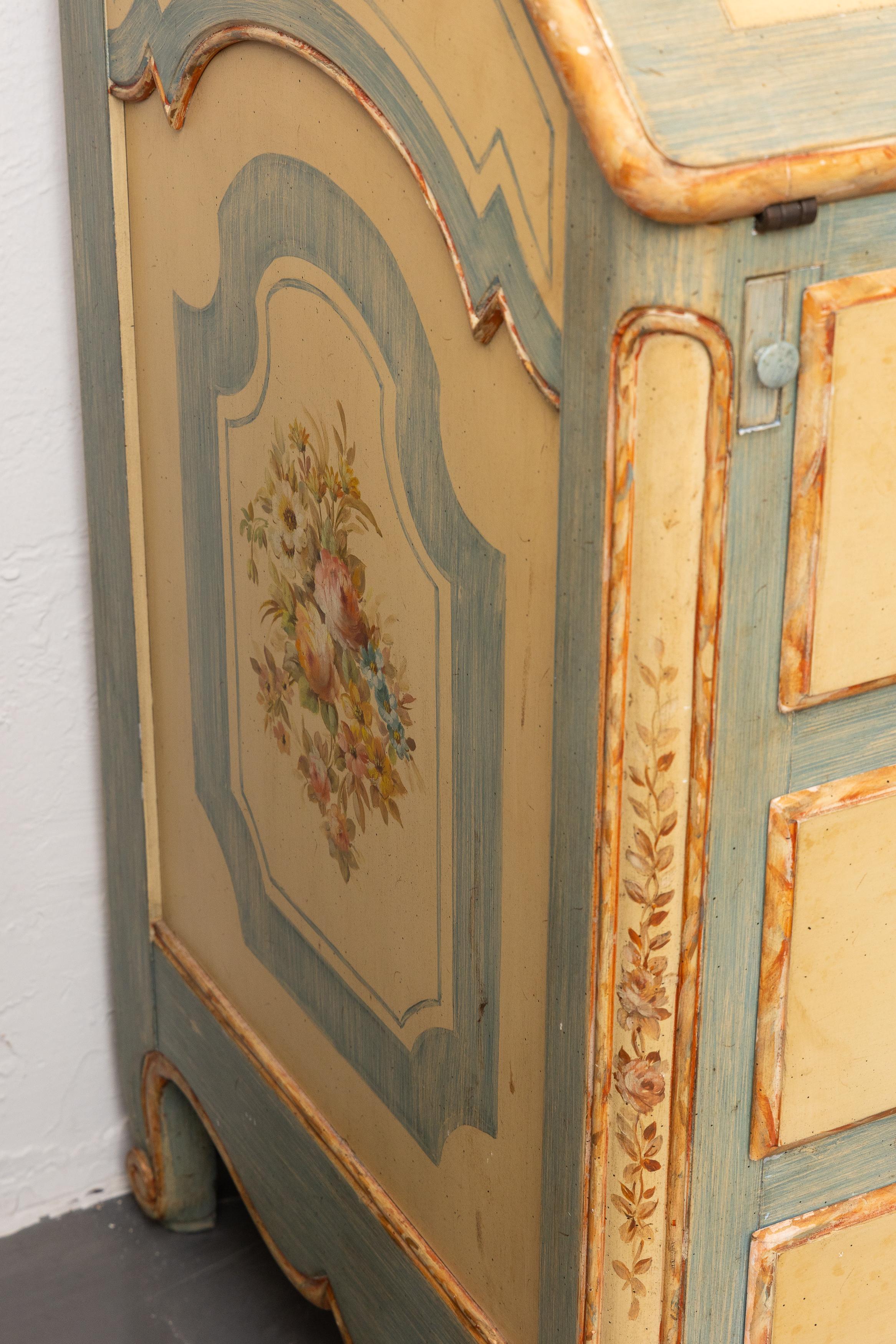 Painted Italian Secretary Bookcase For Sale 1