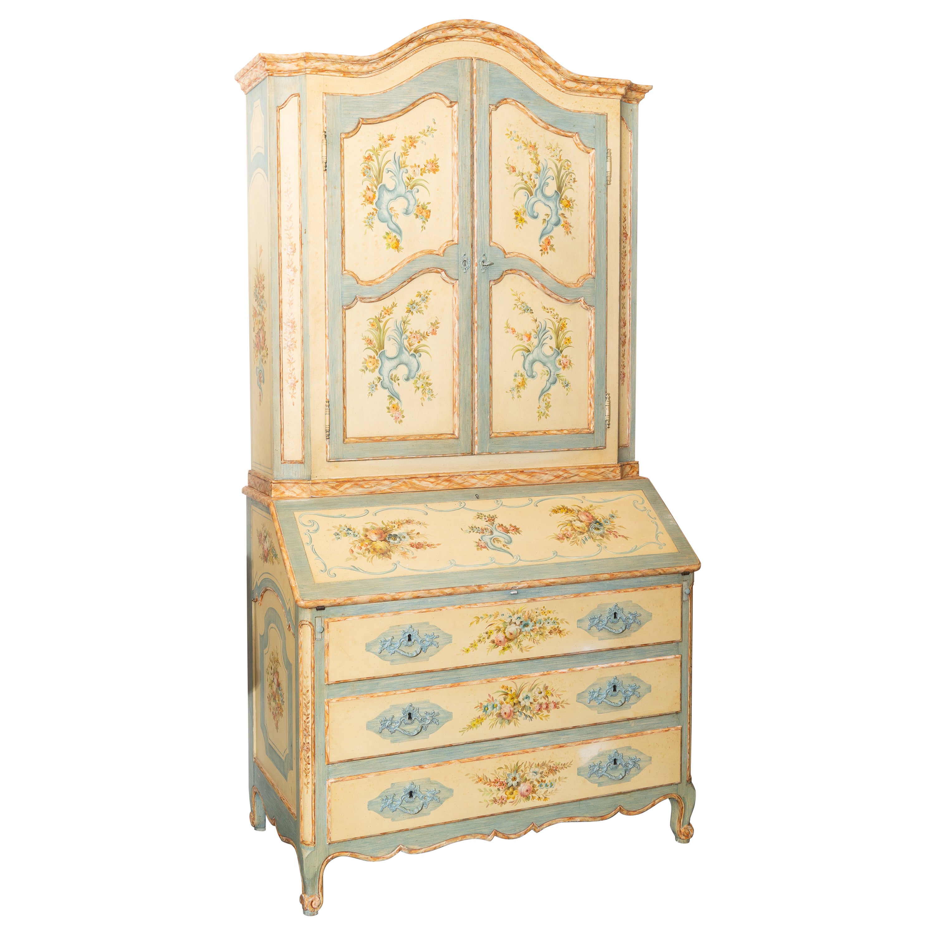 Painted Italian Secretary Bookcase