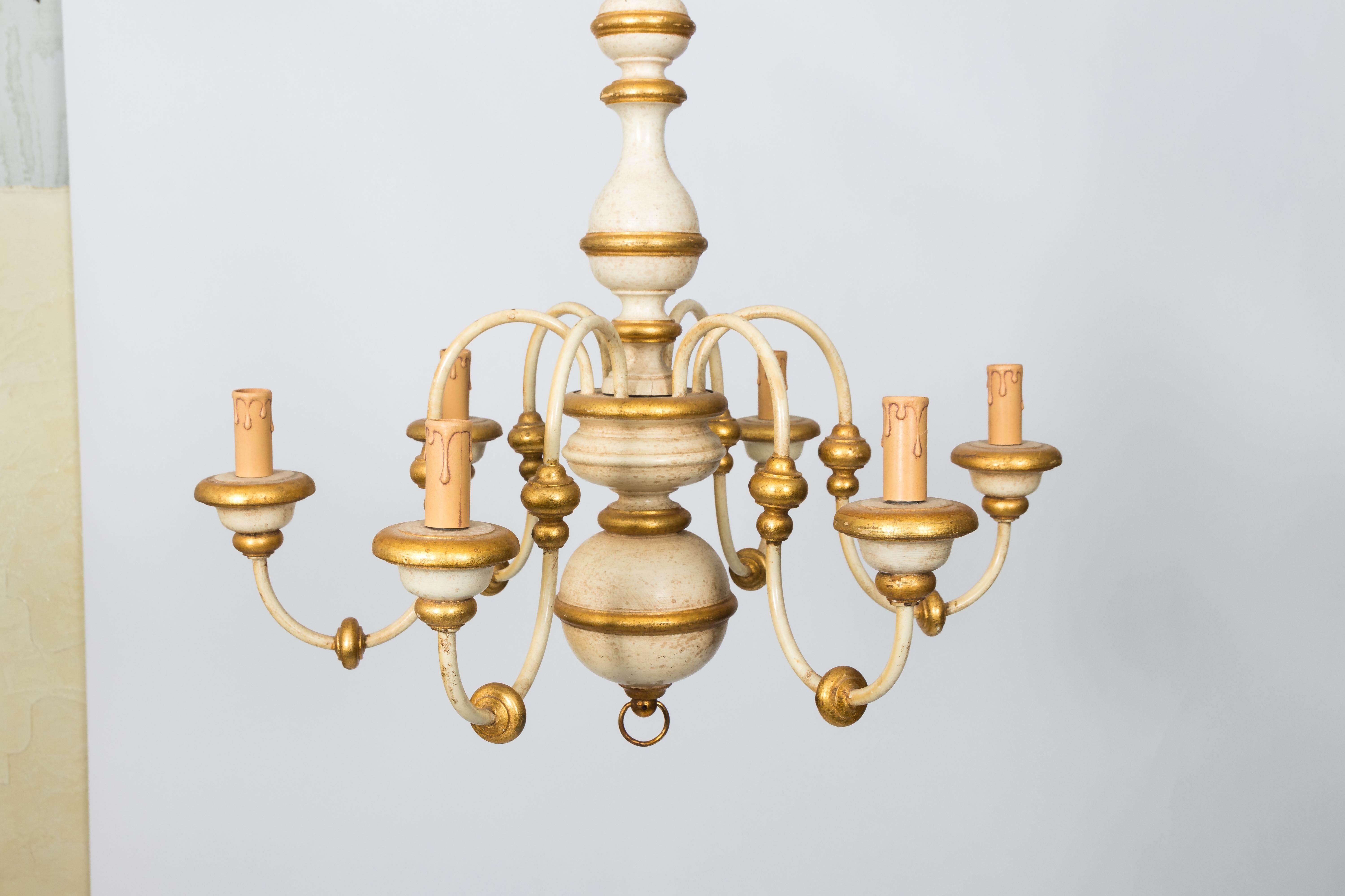 Painted Italian Six-Arm Wood and Iron Chandelier 3