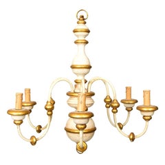 Painted Italian Six Arm Wood Chandelier