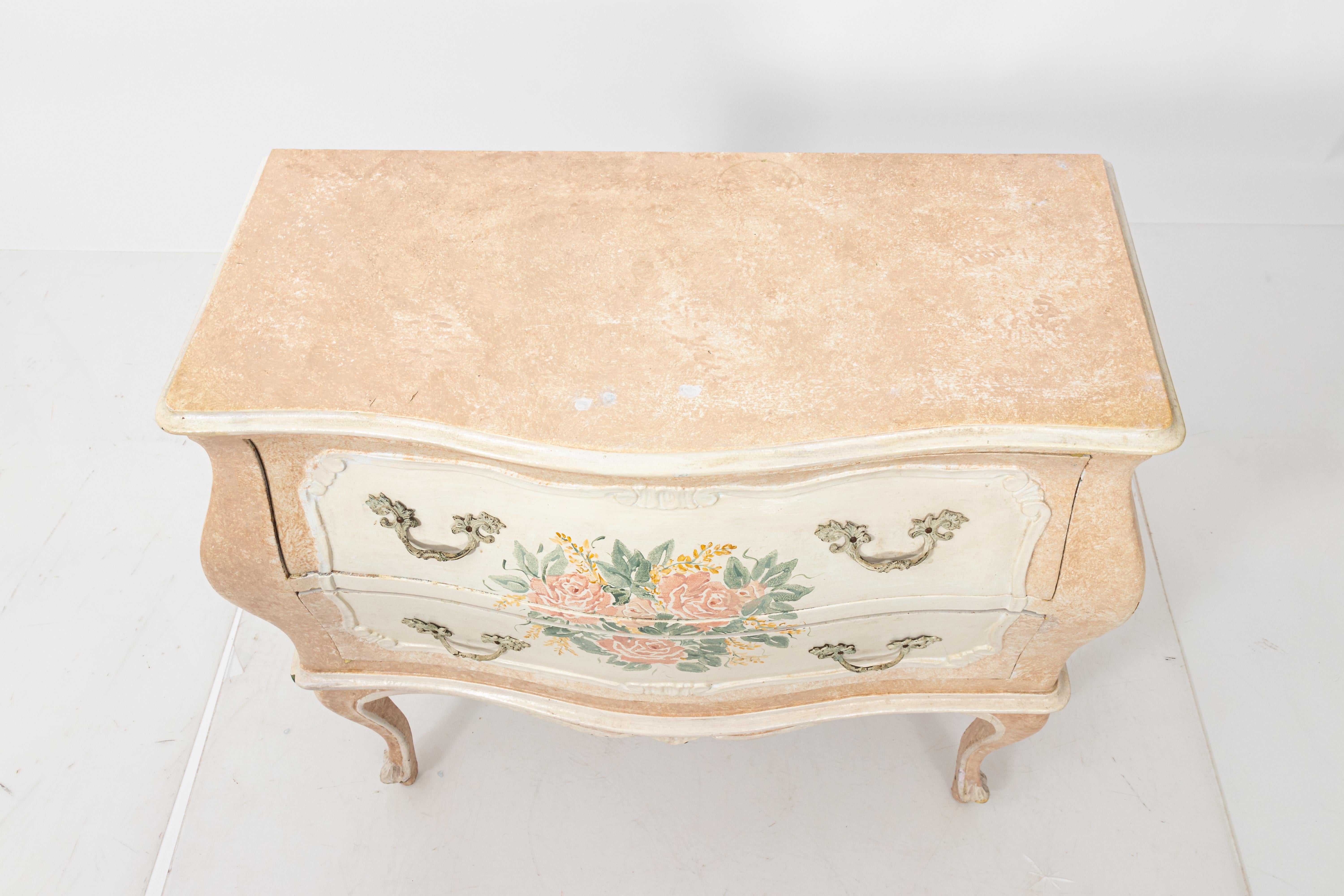Hollywood Regency Painted Italian Two-Drawer Commode For Sale
