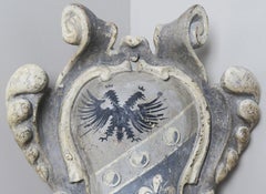 Painted Italian Wood Shield with Winged Dragon