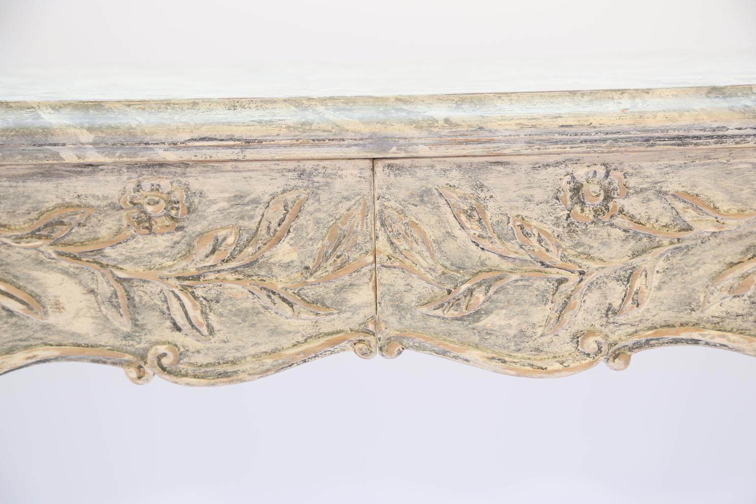 Painted Italian Writing Table with Acanthus Carved Apron 3