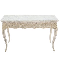 Painted Italian Writing Table with Acanthus Carved Apron