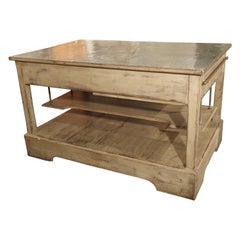 Painted Kitchen Island with Zinc Top from Provence, France