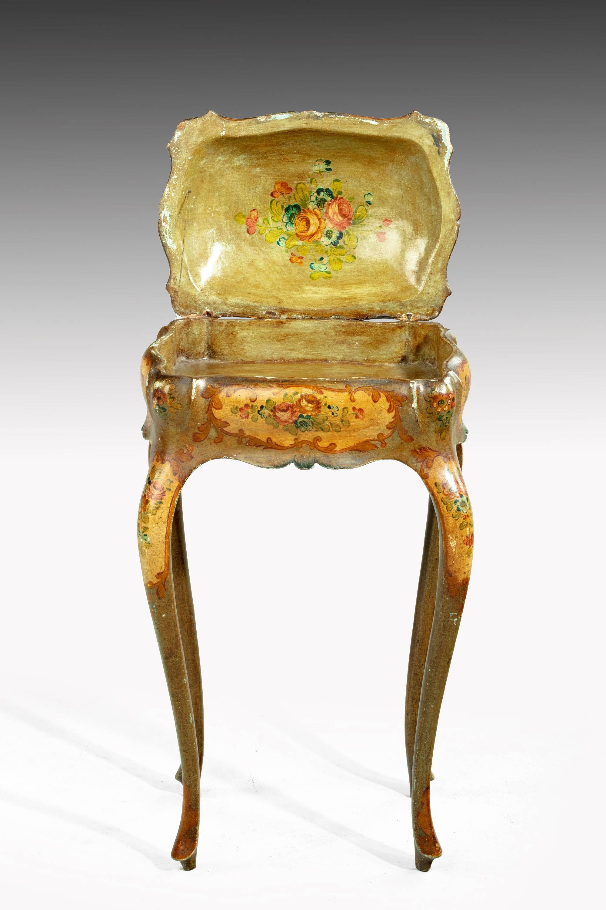 Painted Ladies Sewing Table of Exaggerated Bombay Form 1