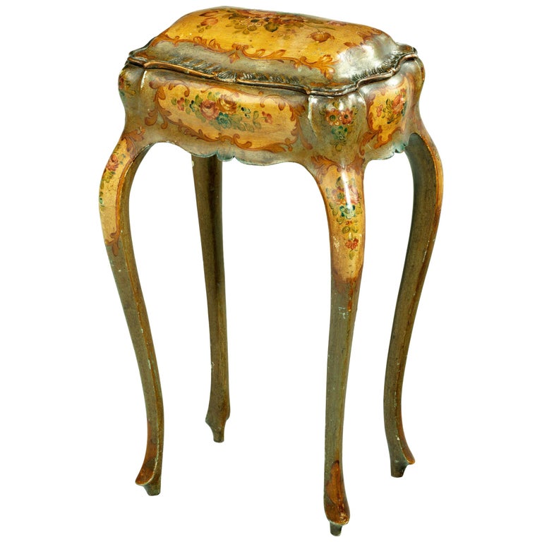 Painted Ladies Sewing Table of Exaggerated Bombay Form For Sale at 1stDibs
